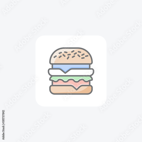 Burger, fast food fully editable vector icon

