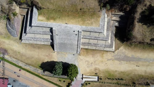 aerial shot of the ruins of the pyramid of cholula photo