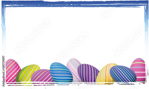 easter eggs striped aged corner border background