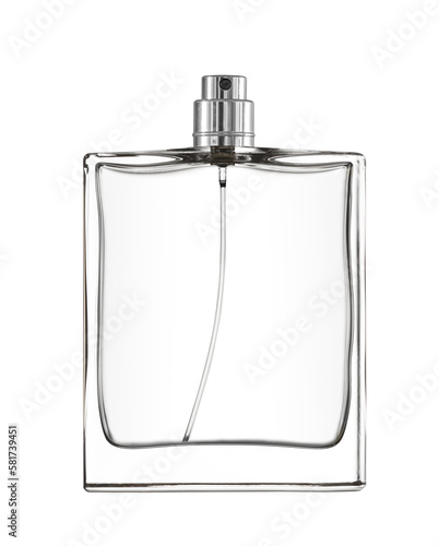 Empty glass bottles perfume spray isolated