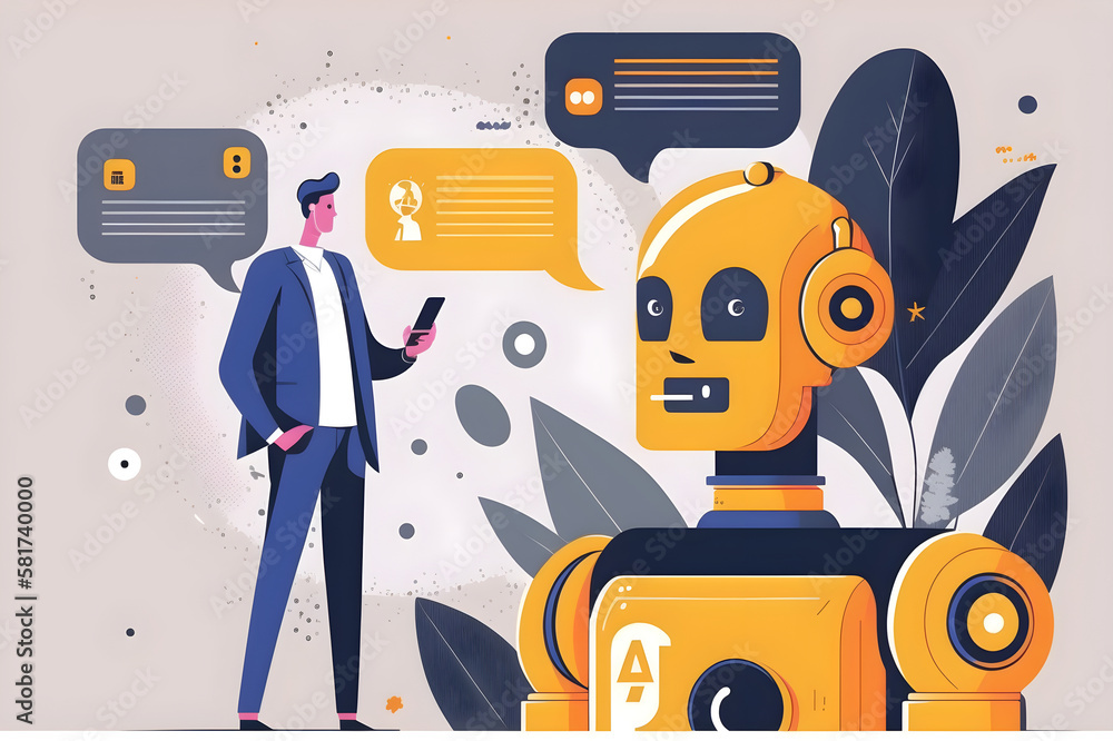 AI chat bot chat with man provide smart solution to solving business task. Artificial Intelligence AI chat bot chat with man provide smart solution to solving business task. Artificial Intelligence