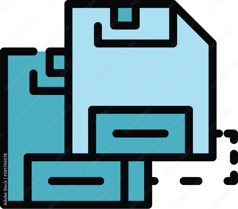Floppy disk backup icon. Outline Floppy disk backup vector icon for web design isolated on white background color flat Floppy disk backup icon. Outline Floppy disk backup vector icon for web design isolated on white background color flat