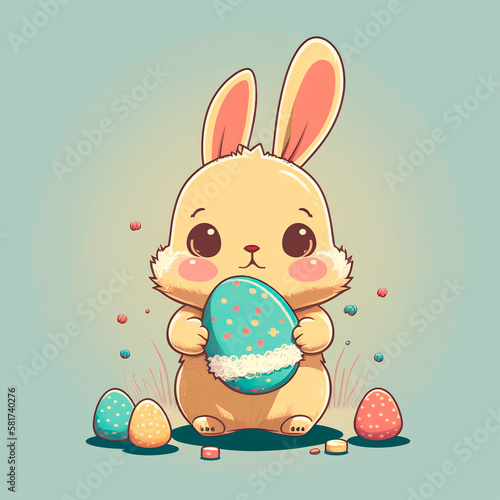 cute bunny holding easter egg, baby bunny, easter bunny, nursery cute illustration