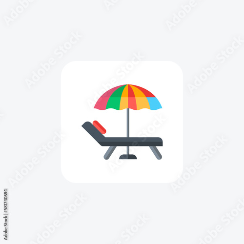 chair, umbrella beech icon fully editable vector icon

