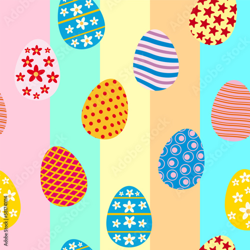 Happy Easter seamless pattern eggs festive background