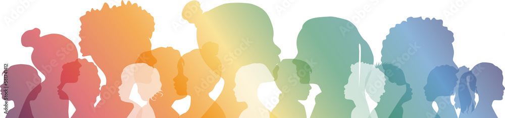 Children of different ethnicities stand side by side together.  Transparent background.