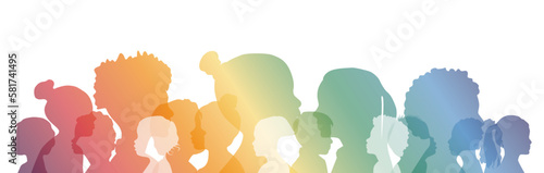 Children of different ethnicities stand side by side together. Flat vector illustration.