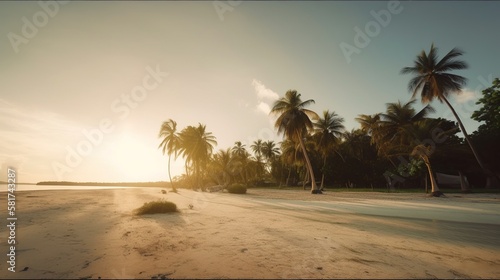 Tropical Paradise  or  Coconut Palm Beach  or  White Sand Lagoon .Generative AI
