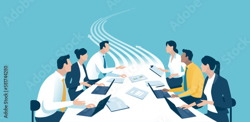Path to the success. Planning a goal and a successful business strategy.  Vector illustration.
