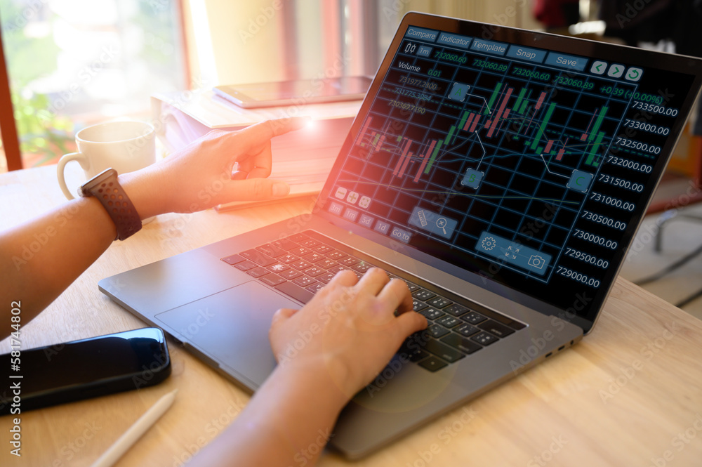 hand typing keyboard checking stock trading for Invesment hand typing keyboard checking stock trading for Invesment