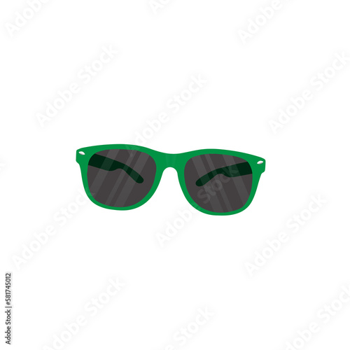 Sunglasses with green color frame on transparent background