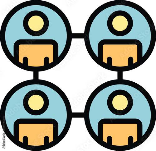 Group people team icon. Outline Group people team vector icon for web design isolated on white background color flat