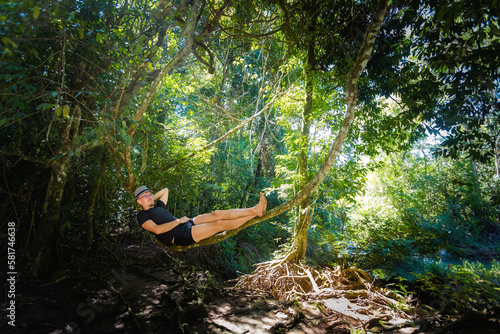 Tourist in Chiapas jungle Mexico