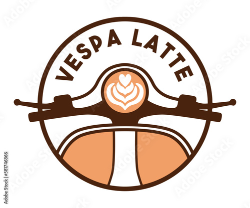 scooter Latte Cafe Logo Vector isolated white background