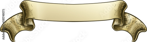 Paper Scroll Vintage Woodcut Banner Ribbon Drawing