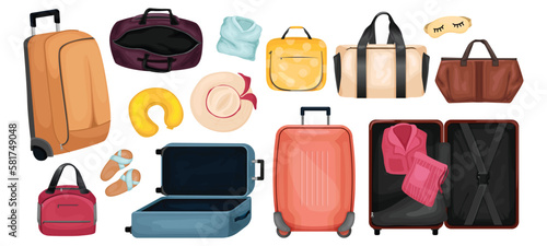 Travel Baggage Realistic Set