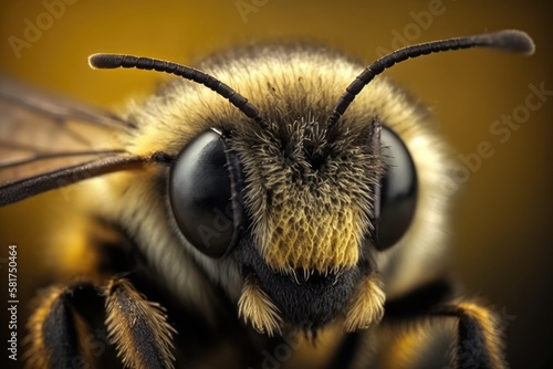 Bee macro photography. Generative AI © AkuAku