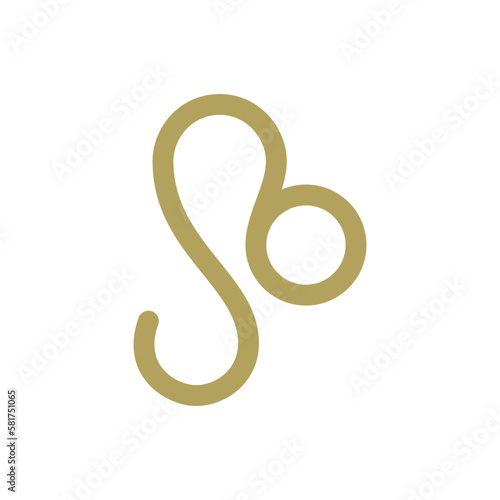 Leo zodiac astrology horoscope golden curved line symbol vintage icon vector illustration
