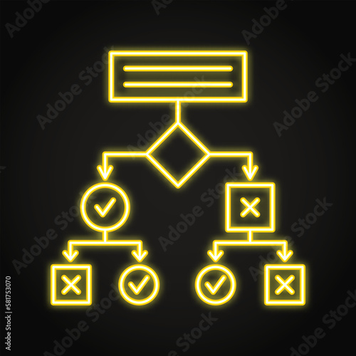 Decision tree neon icon in line style