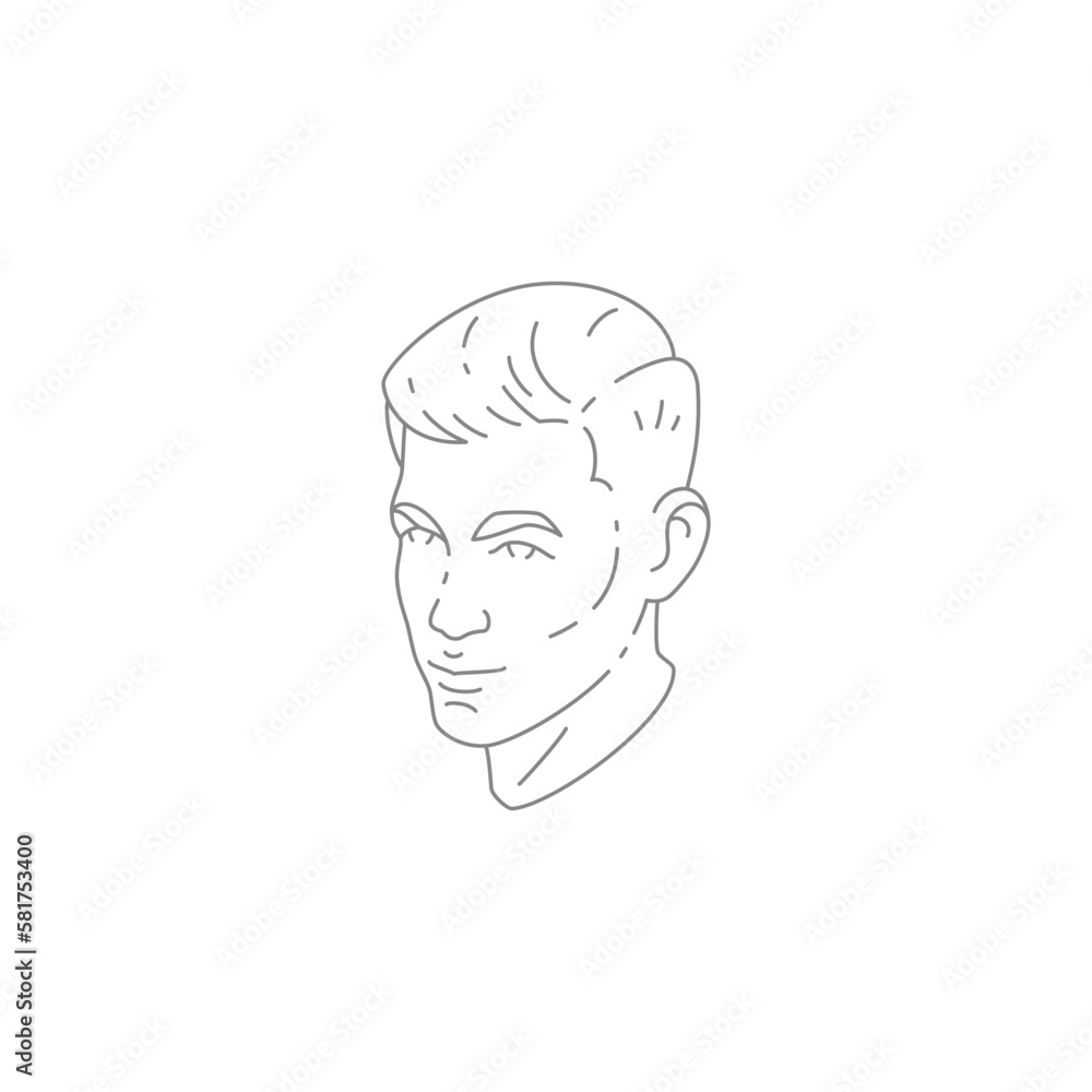 Barber shop hipster man hairstyle brutal head coiffure hairdressing salon line vintage logo vector Barber shop hipster man hairstyle brutal head coiffure hairdressing salon line vintage logo vector