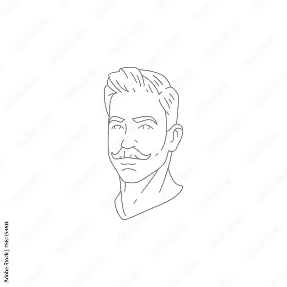 Barber shop masculine male bust hairdressing gentleman coiffure beauty line vintage logo vector Barber shop masculine male bust hairdressing gentleman coiffure beauty line vintage logo vector
