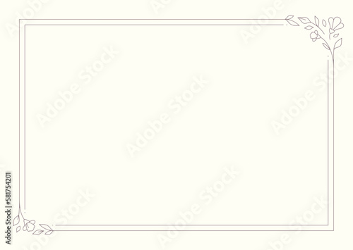 Floral romantic art frame blossom filigree plant rectangle border line vintage banner vector illustration
