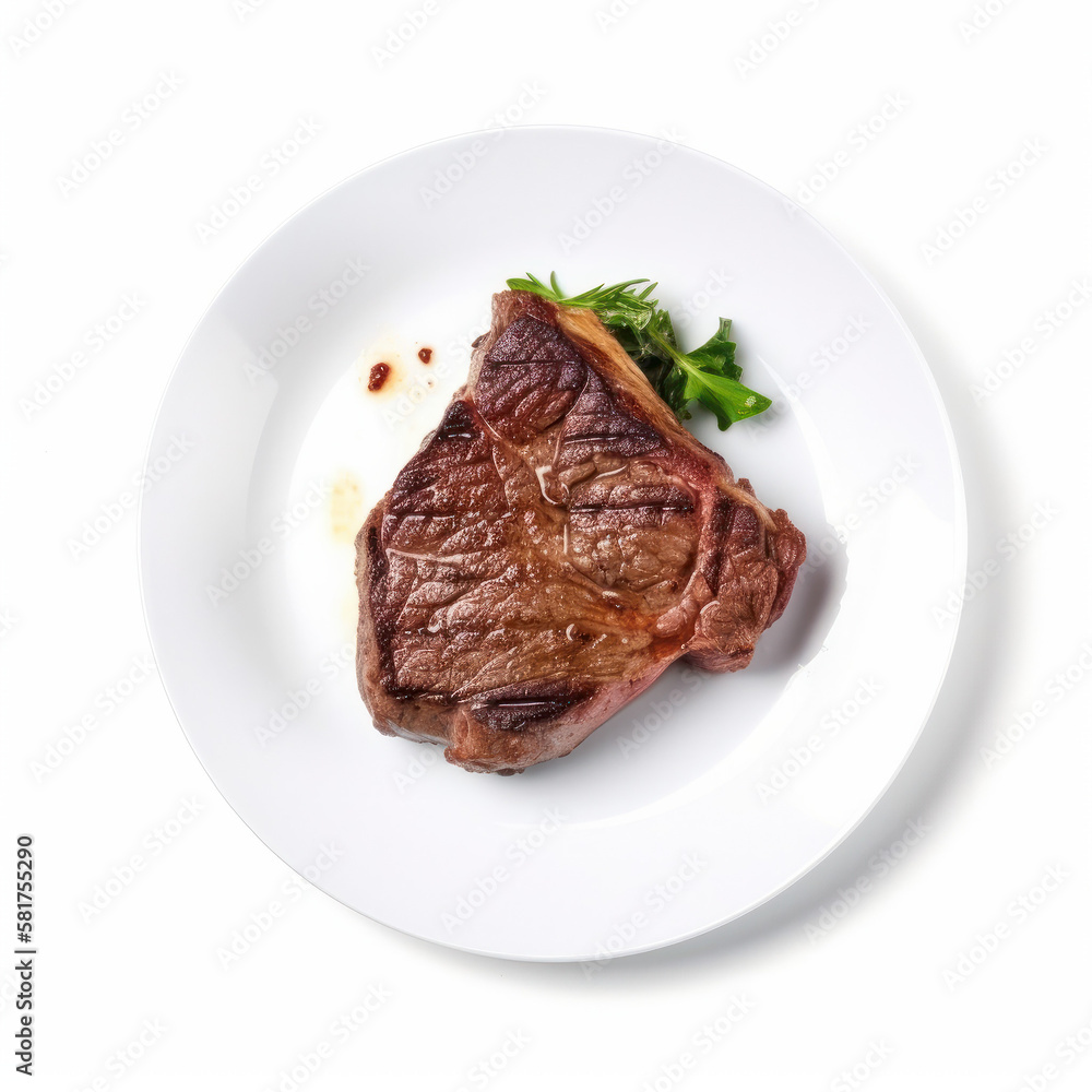 Grilled steak with vegetables isolated on a plate
