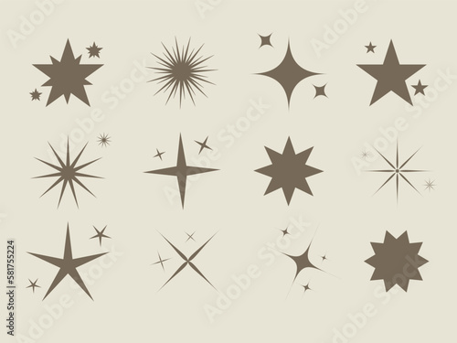 set of stars  flat sparkling star collection