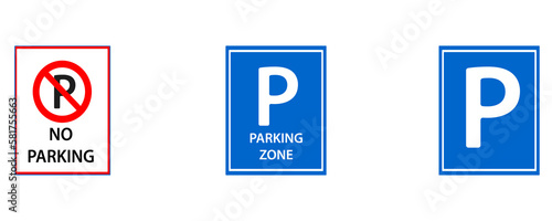 parking signs set vector symbol.
traffic sign idea concept.