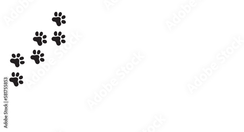 artistic abstraction poster in minimalist style with traces of black paws on a white background