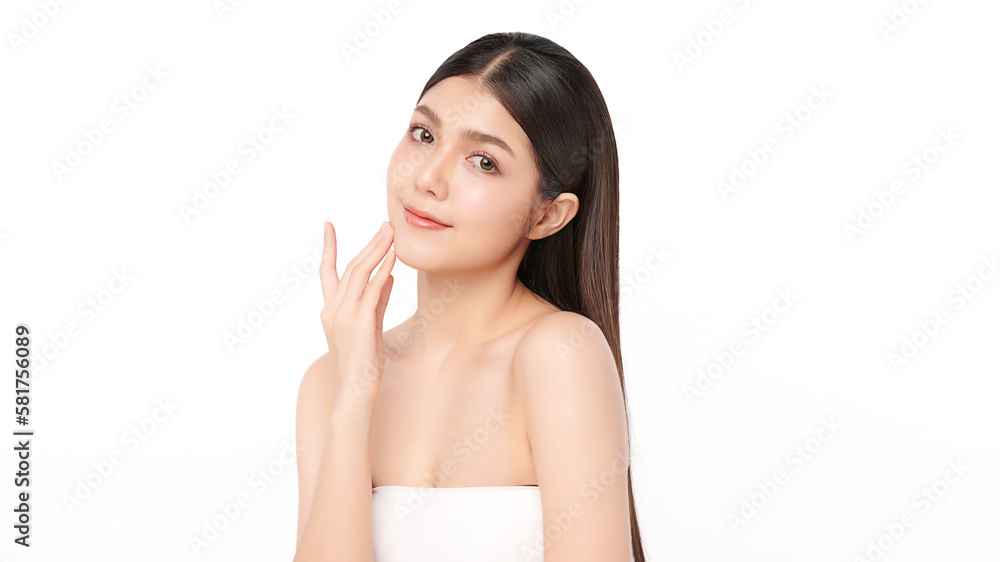 Beautiful young asian woman with clean fresh skin on white background, Face care, Facial treatment, Cosmetology, beauty and spa, Asian women portrait. Beautiful young asian woman with clean fresh skin on white background, Face care, Facial treatment, Cosmetology, beauty and spa, Asian women portrait.