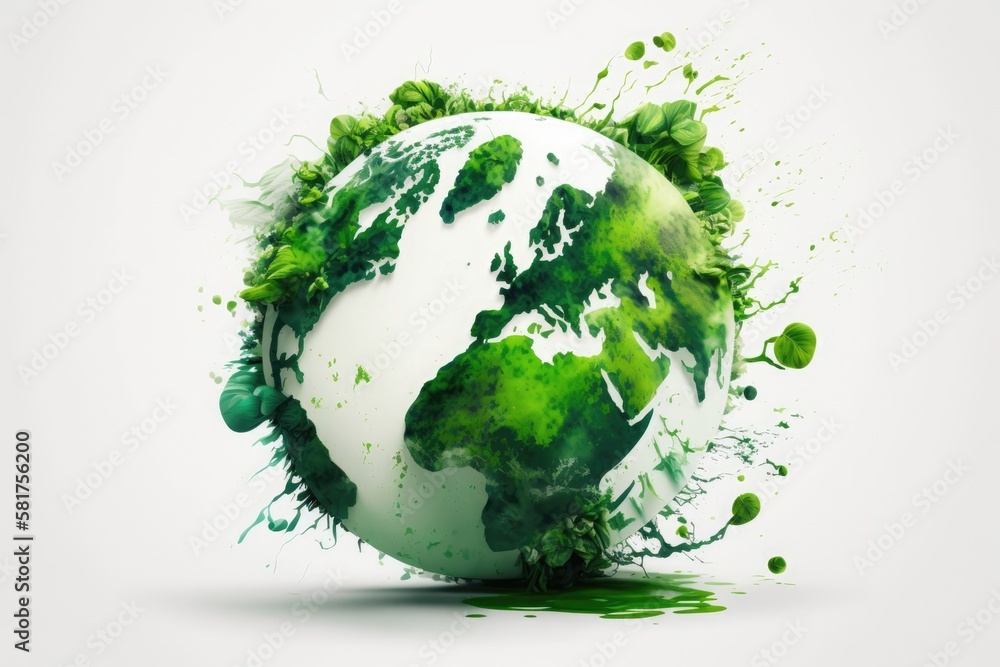 green earth on the white backgrounds. Generative AI green earth on the white backgrounds. Generative AI