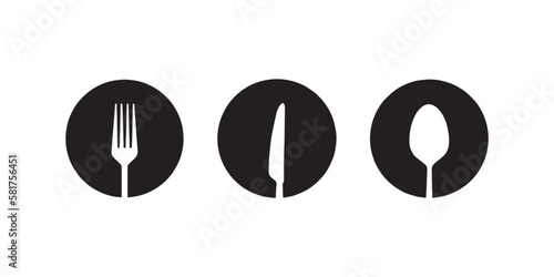 black and white. vector simple illustration. kitchenware. flat web icon collection. sign or symbol. kitchen. cutlery. fork, knife and spoon. set