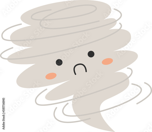 Unhappy tornado face character Weather Wind