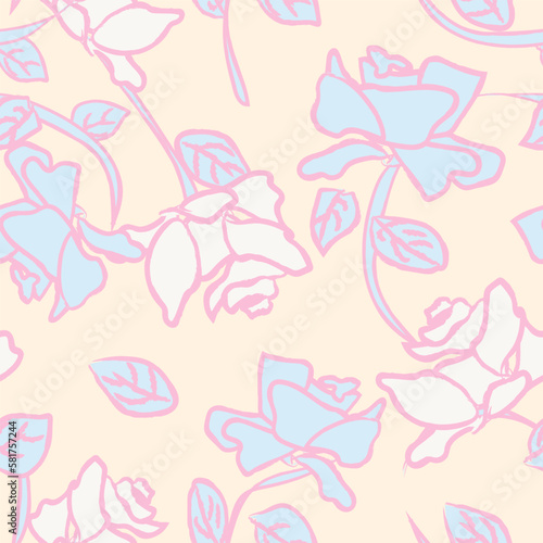 Abstract Rose Floral Seamless Pattern Design