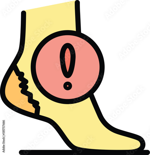 Heel injury icon. Outline Heel injury vector icon for web design isolated on white background color flat