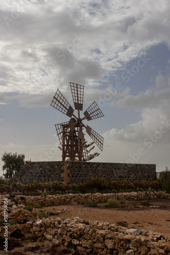 Windmill in the early evening, Tindaya, Fuerteventura