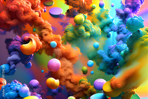 Abstract streaks of rainbow paint explosion ink. AI generated