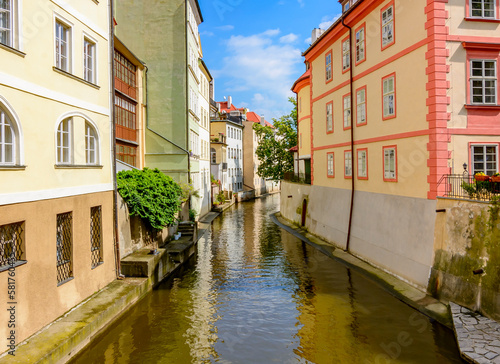 Canvas Print Little Venice district and Certovka river in Prague, Czech Republic