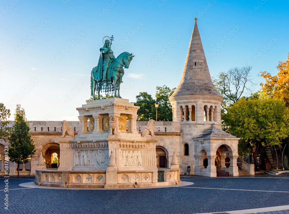 Statue of St. Stephen in Fisherman's Bastion, Budapest, Hungary