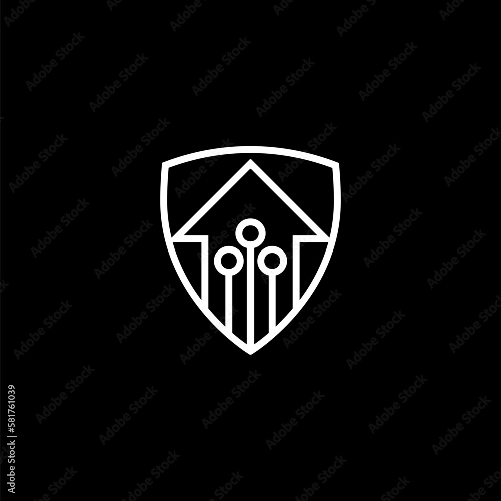 Home security icon. Home with shield symbol House protect icon isolated on black background Home security icon. Home with shield symbol House protect icon isolated on black background