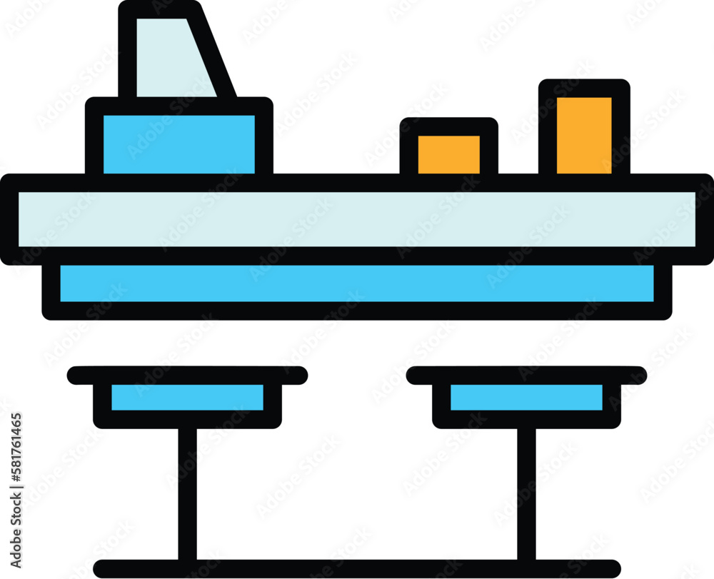 Drink shop counter icon. Outline Drink shop counter vector icon for web design isolated on white background color flat Drink shop counter icon. Outline Drink shop counter vector icon for web design isolated on white background color flat