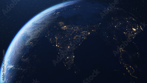 Planet earth and asia continent seen from space