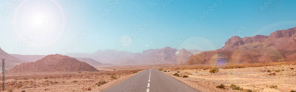 Road in desert landscape in Morocco