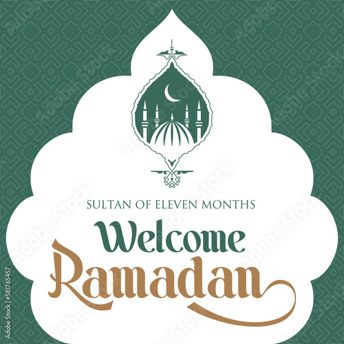 Sultan of eleven months, the climate of peace, welcome, the city of Ramadan, Vector Islamic Background. Welcome Ramadan Month (Turkish Hosgeldin Ya Sehri Ramazan, imsakiye), istanbul silhouette of Blu