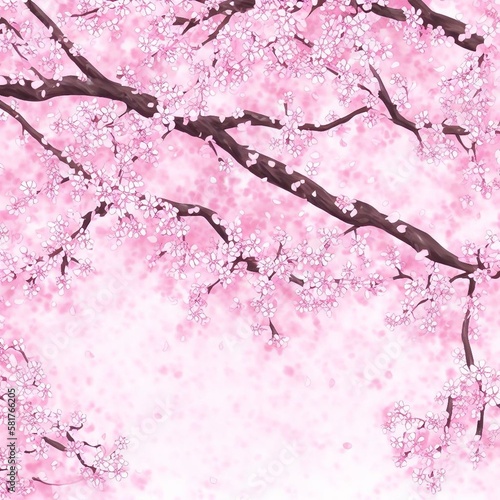 Cherry blossom, Sakura, Pink background, Generative AI