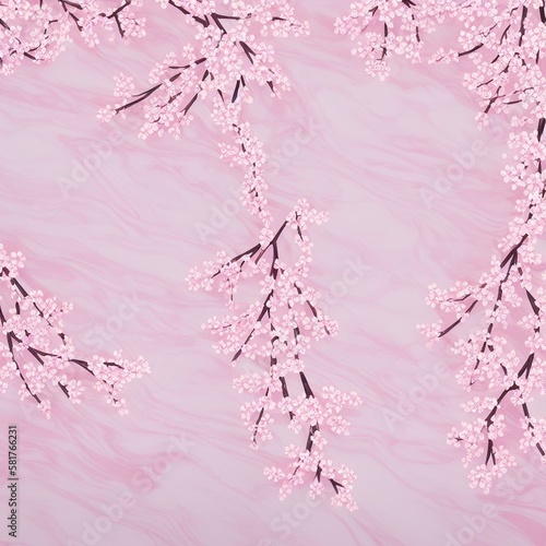 Cherry blossom, Sakura, Pink background, Generative AI
