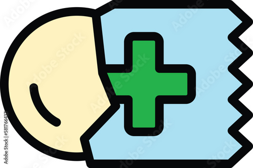 Throat lozenge icon. Outline throat lozenge vector icon for web design isolated on white background color flat