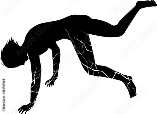 崩壊する男性