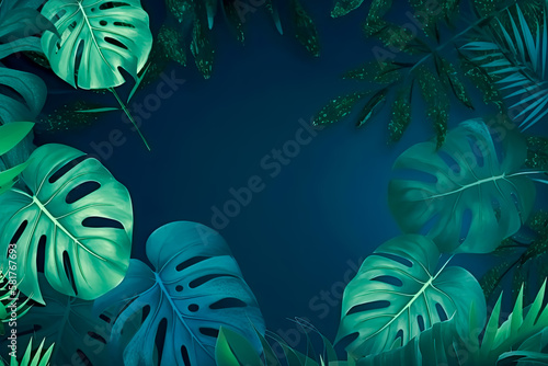 Collection of Green Tropical leaves Foliage plant in color with space in Green Background. - simple  versatile  background  surface  material  pattern  digital  design.